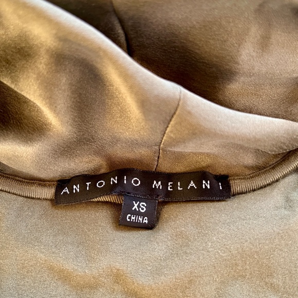 Antonio Melani Olive Green Silk Trim Cowl Neck Top - Picture 4 of 6